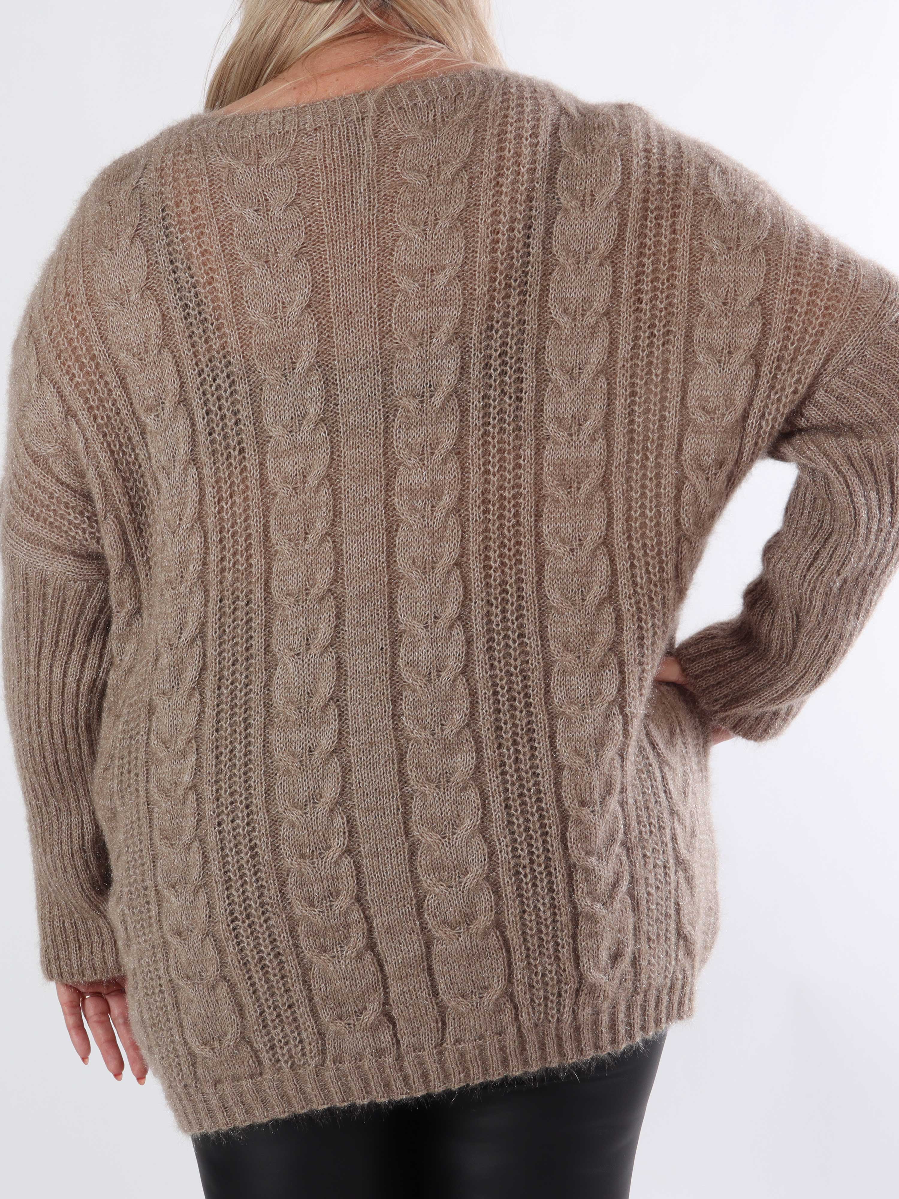 Johanna - Plus size stickad blus i glansig trikå